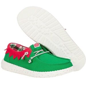 heydude Wendy Holiday Elf Shoe, Green / Red, Size: 7 New in Box